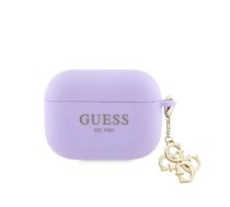 Guess Apple Airpods Pro Case Silicone Classic Logo Gold With 4G Charm Purple