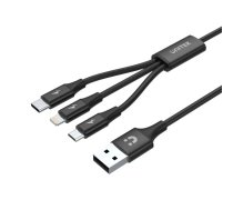 UNITEK C14049BK USB kabelis 1,2 m USB 2.0 USB C Micro-USB B/Lightning Melns