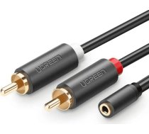 Ugreen 3,5 mm Jack līdz RCA (Cinch) x2 kabelis, 0,25 m, Melns (UGR649BLK)