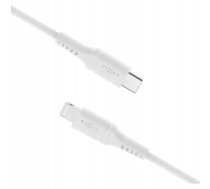 FIXED Ilgais šķidrā silikona uzlādes un datu pārraides kabelis ar USB-C/Lightning savienotājiem, PD atbalsts, 2m, MFI sertificēts, balts