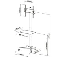Techly 100730 Regulējams LED/LCD/PDP sienas turētājs 23-55" ekrāniem, līdz 25kg, ar AV plauktu