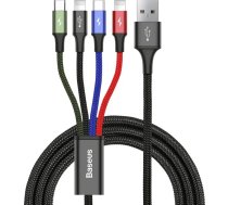 Baseus USB-A uz USB-C + Micro USB + 2x Lightning kabelis, 1,2 m, Melns (CA1T4-A01)
