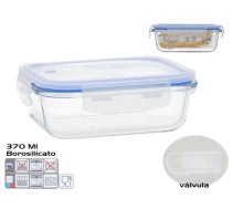 Borosilikāta pusdienu kārba ar vārstu 370 ml, taisnstūra, 5,5 x 15,5 x 11,5 cm, KITCHEN&GO