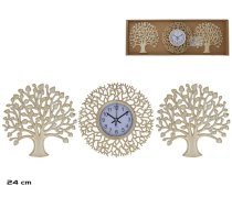 Pulksteņa komplekts, 2 koki 24 cm, balts, 24 x 24 x 3 cm, DECORLIFE