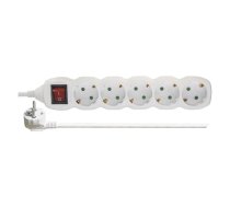 Pagarinātājs 5 ligzdu 3.0m ar zemējumu, ar slēdzi (balts) 1.5mm²