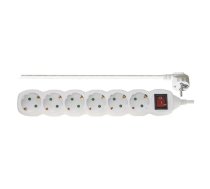 Pagarinātājs 6 ligzdu, 5.0 m ar zemējumu (balts), ar slēdzi 1.5 mm²