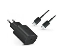 Samsung 25W ceļojumu lādētājs EP-TA800EBE + EP-DG980BBE USB-C|USB-C datu kabelis Melns (OEM)