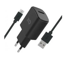 Xqisit lādētājs ar USB-A uz TYPE-C kabeli | 1m garš kabelis | 2.4A | 12W | melns