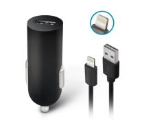 Forever M02 auto lādētājs | 5W | USB-A, Lightning | ar Lightning kabeli iekļauts | melns