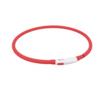 Atstarojoša suņu kakla siksna - Trixie Flash Light gredzens ar USB, silikons, XS-XL: 70 cm | ø 10 mm, sarkana