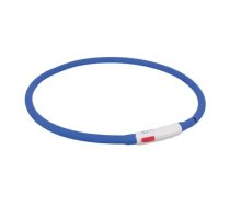 Atstarojoša suņu kakla siksna - Trixie Flash Light gredzens ar USB, silikons, XS-XL: 70 cm | ø 10 mm, karaļkrāsa zila