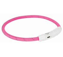 Atstarojoša suņu kakla siksna - Trixie Flash Light gredzens ar USB, M-L: 45 cm|ø 7 mm, rozā