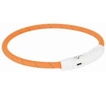 Atstarojoša suņu kakla siksna - Trixie Flash light gredzens USB, L-XL: 65 cm|ø 7 mm, oranža