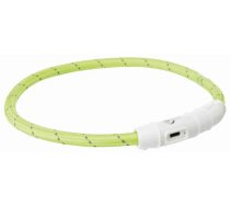 Atstarojoša suņu kakla siksna - Trixie Flash Light gredzens ar USB, XS-S: 35 cm|ø 7 mm, zaļa