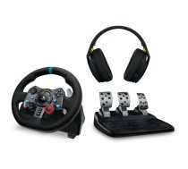 G920 Driving Force USB stūres rats Xbox Series X|S, Xbox One un PC + G335 Melns spēļu austiņas