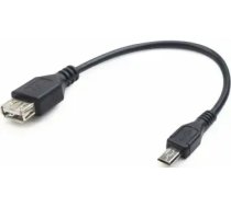 Gembird OTG USB sieviešu līdz MicroUSB vīriešu kabelis - 0,15 m, melns