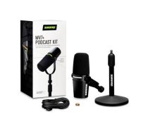 Shure MV7+-K-BNDL - runas/balss mikrofons ar XLR/USB-C savienojumu, melns + galda statīvs GATOR