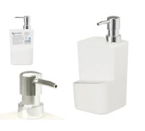 Balts švammes turētājs ar ziepju dozatoru 650 ml, 20.5×9.5×9.5 cm, 12359, Kinvara