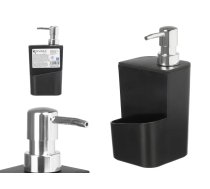 Melns švammes turētājs ar ziepju dozatoru 650 ml, 20×9×9.5 cm, 12361, Kinvara