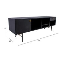 TV galds LUXEMBOURG 150x40xH50cm, melns / varš