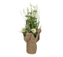 Mākslīgais zieds IN GARDEN H35cm, balta margrietiņa, zāle ar podiņu