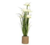 Mākslīgais zieds IN GARDEN H70cm, balta krizantēma, zāle ar podiņu