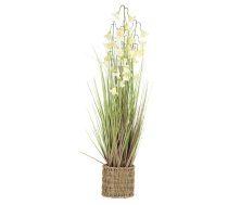 Mākslīgais zieds IN GARDEN H87cm, balta pulkstenīte, zāle ar podiņu