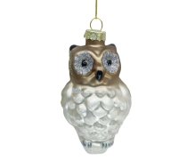 Ziemassvētku rotājums JOY OWL 11cm, stikls