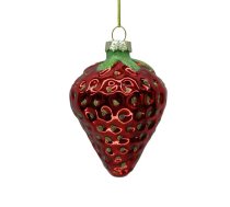Ziemassvētku rotājums JOY STRAWBERRY 8.5cm, stikls