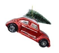 Ziemassvētku rotājums JOY CAR RED 10.6cm, stikls