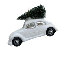 Ziemassvētku rotājums JOY CAR WHITE 10.6cm, stikls