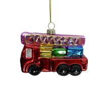 Ziemassvētku rotājums JOY FIRETRUCK 10cm, stikls