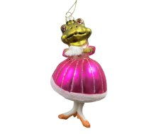 Ziemassvētku rotājums JOY FROG PRINCESS 12.2cm, stikls