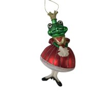 Ziemassvētku rotājums JOY FROG QUEEN 14cm, stikls