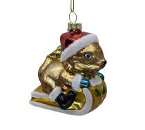 Ziemassvētku rotājums JOY SQUIRREL 9cm, stikls