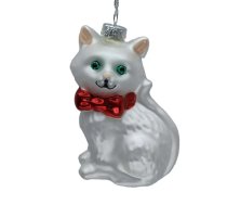 Ziemassvētku rotājums JOY CAT 9cm, stikls