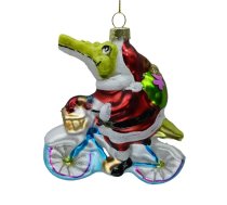 Ziemassvētku rotājums JOY CROCODILE BIKE 11.7cm, stikls