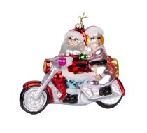 Ziemassvētku rotājums JOY SANTA MOTORBIKE 13.4cm, stikls