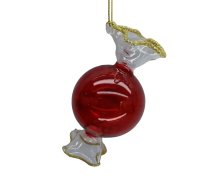 Ziemassvētku rotājums JOY CANDY RED 10cm, stikls
