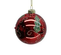 Ziemassvētku rotājums JOY RED D8cm, stikls