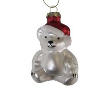 Ziemassvētku rotājums JOY BEAR 8cm, stikls