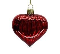 Ziemassvētku rotājums JOY HEART RED 8cm, stikls