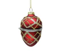 Ziemassvētku rotājums JOY EGG RED 9.5cm, stikls