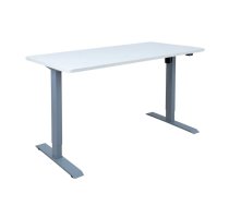 Rakstāmgalds ERGO ar 1 motoru 140x70xH71-121cmcm, balts/sudrabaini pelēks
