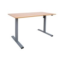 Rakstāmgalds ERGO OPTIMAL ar 1 motoru 140x70xH71-116cm, hikorijs/sudrabaini pelēks