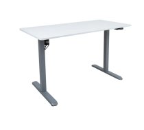 Rakstāmgalds ERGO LIGHT ar 1 motoru 120x60xH73-118cm, balts/sudrabaini pelēks