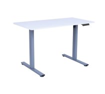 Rakstāmgalds ERGO FIT ar 1 motoru 120x60xH71,5-116cm, balts/sudrabaini pelēks