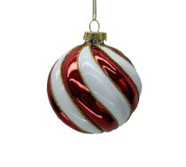 Ziemassvētku rotājums JOY XMAS RED D8cm, stikls