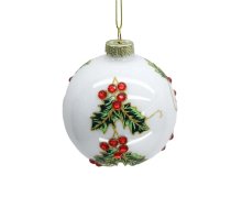 Ziemassvētku rotājums JOY WHITE D8cm, stikls