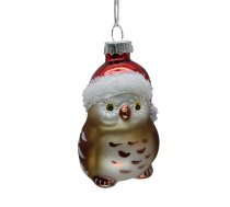Ziemassvētku rotājums JOY OWL 8cm, stikls